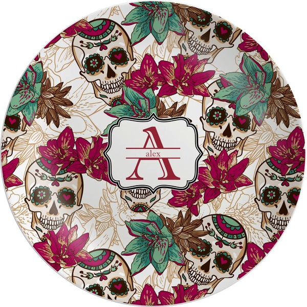 Custom Sugar Skulls & Flowers Melamine Plate (Personalized)