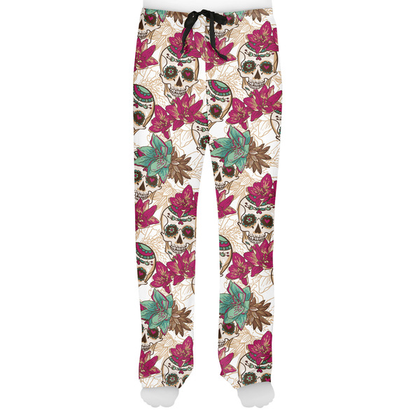Sugar Skulls & Flowers Men's Pjs Front - on model