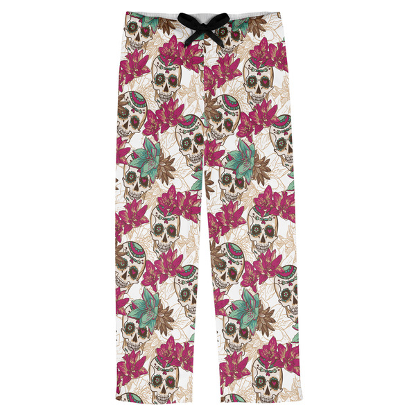 Custom Sugar Skulls & Flowers Mens Pajama Pants - XS