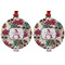 Sugar Skulls & Flowers Metal Ball Ornament - Front and Back