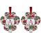 Sugar Skulls & Flowers Metal Paw Ornament - Front and Back