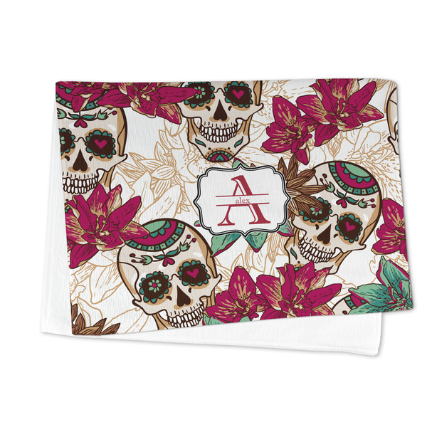 Sugar Skulls & Flowers Microfiber Dish Towel - FOLDED HALF