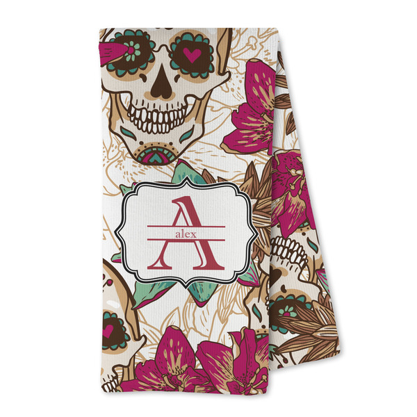Custom Sugar Skulls & Flowers Kitchen Towel - Microfiber (Personalized)