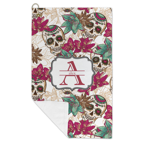 Sugar Skulls & Flowers Microfiber Golf Towels - FOLD