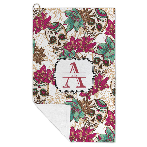Sugar Skulls & Flowers Microfiber Golf Towels - FOLD