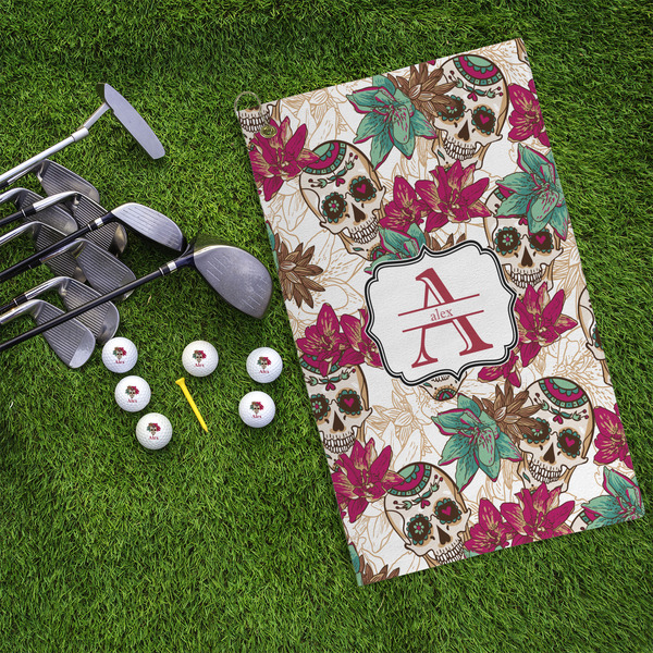 Sugar Skulls & Flowers Microfiber Golf Towels - LIFESTYLE