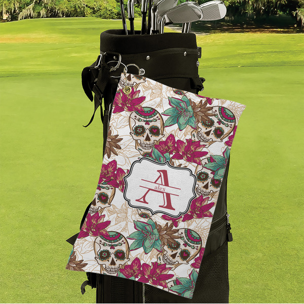Sugar Skulls & Flowers Microfiber Golf Towels - LIFESTYLE
