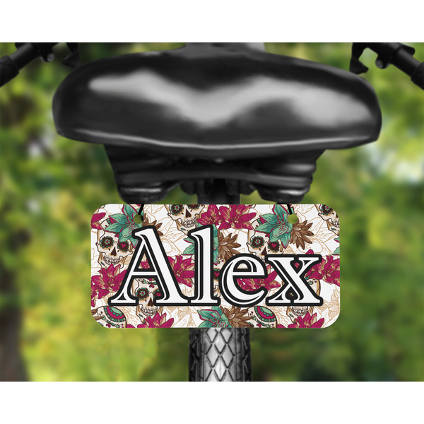 Sugar Skulls & Flowers Mini License Plate on Bicycle - LIFESTYLE Two holes