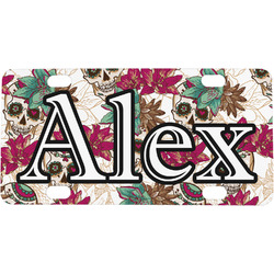 Sugar Skulls & Flowers Mini/Bicycle License Plate (Personalized)
