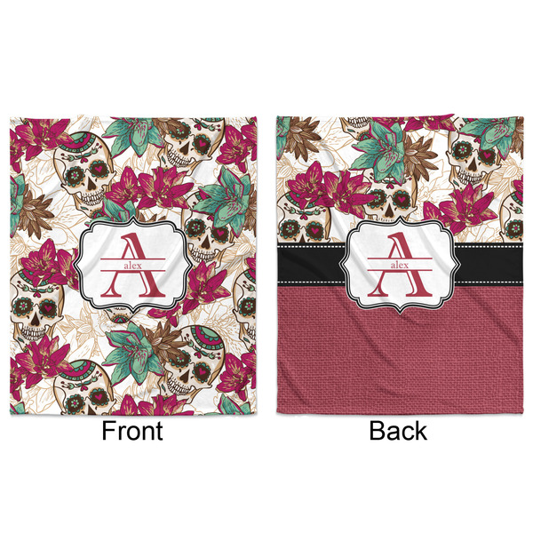 Sugar Skulls & Flowers Minky Blanket - 50"x60" - Double Sided - Front & Back