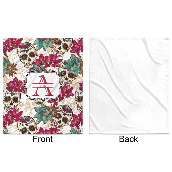Sugar Skulls & Flowers Minky Blanket - 50"x60" - Single Sided - Front & Back