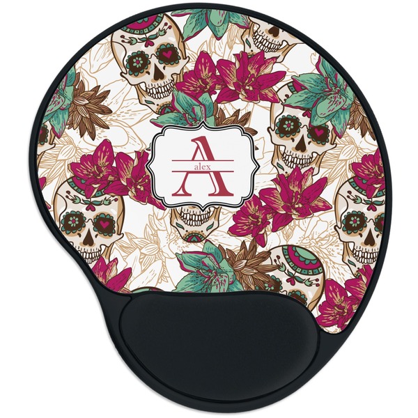Custom Sugar Skulls & Flowers Mouse Pad with Wrist Support