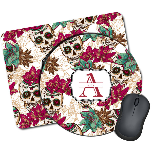 Custom Sugar Skulls & Flowers Mouse Pad (Personalized)