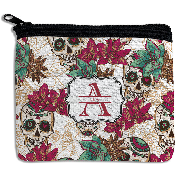 Custom Sugar Skulls & Flowers Rectangular Coin Purse (Personalized)