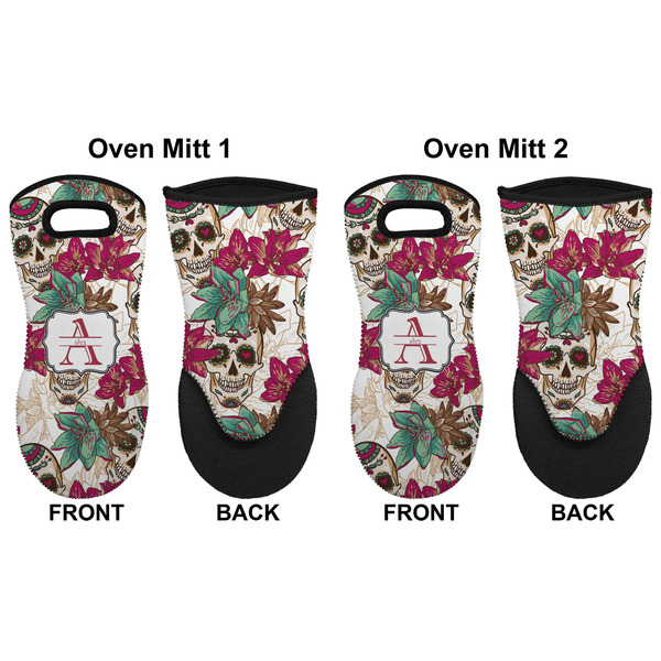 Sugar Skulls & Flowers Neoprene Oven Mitt - Set of 2 - Approval