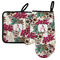Sugar Skulls & Flowers Left Oven Mitt & Pot Holder Set w/ Name and Initial