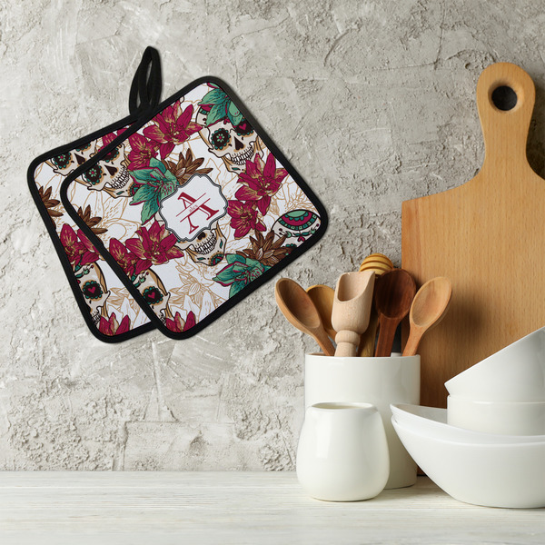 Sugar Skulls & Flowers Neoprene Pot Holder - Set of 2  LIFESTYLE