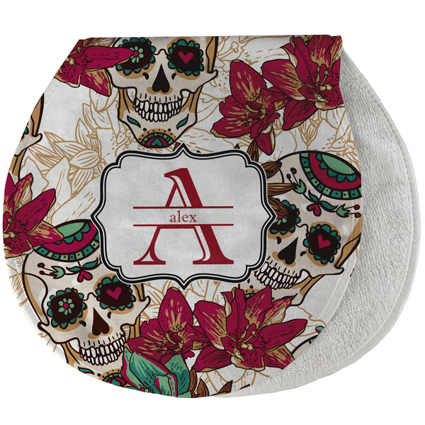 Custom Sugar Skulls & Flowers Burp Pad - Velour w/ Name and Initial