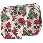 Sugar Skulls & Flowers Dining Table Mat - Octagon - Set of 4 (Double-SIded) w/ Name and Initial