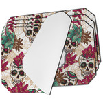 Sugar Skulls & Flowers Dining Table Mat - Octagon - Set of 4 (Single-Sided) w/ Name and Initial