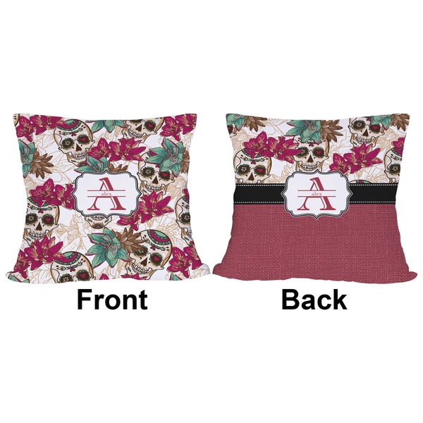 Sugar Skulls & Flowers Outdoor Pillow - 18x18