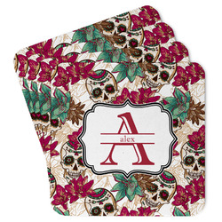 Sugar Skulls & Flowers Paper Coasters w/ Name and Initial