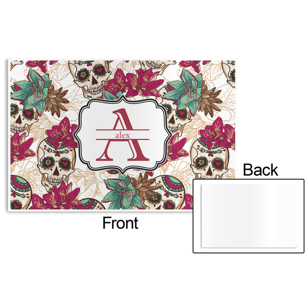 Sugar Skulls & Flowers Disposable Paper Placemat - Front & Back