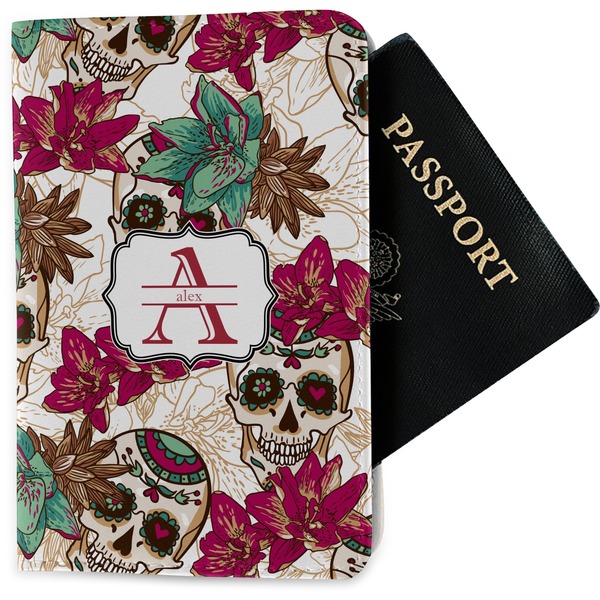 Custom Sugar Skulls & Flowers Passport Holder - Fabric (Personalized)