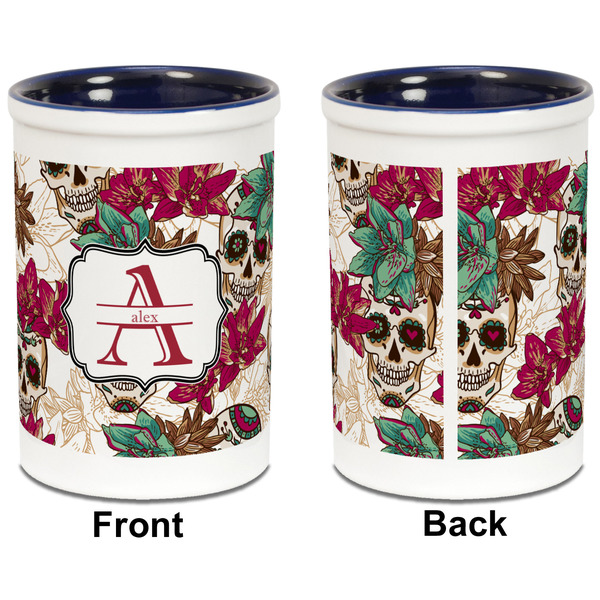 Sugar Skulls & Flowers Pencil Holder - Blue - approval