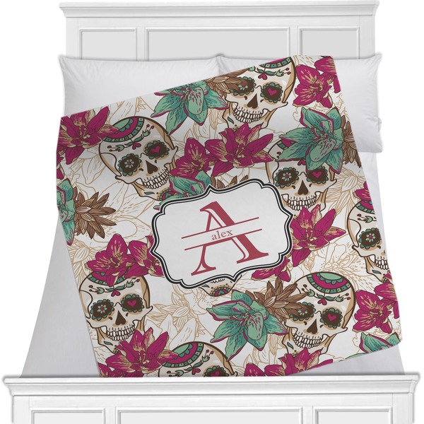 Custom Sugar Skulls & Flowers Minky Blanket (Personalized)