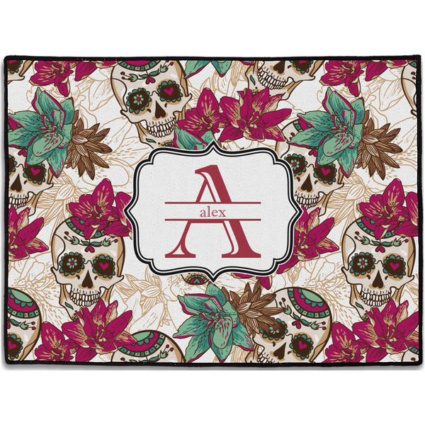 Custom Sugar Skulls & Flowers Door Mat (Personalized)