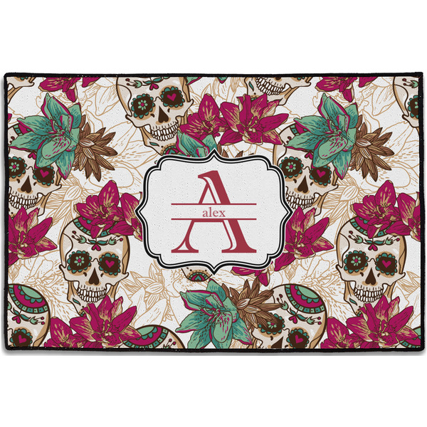 Sugar Skulls & Flowers Personalized Door Mat - 36x24 (APPROVAL)