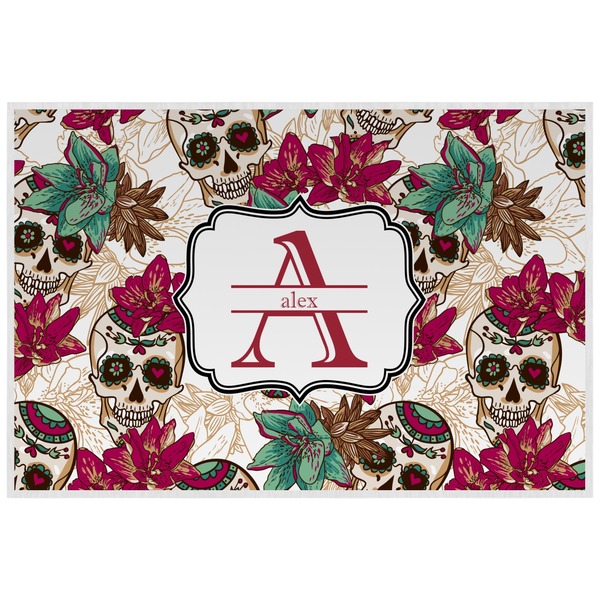 Custom Sugar Skulls & Flowers Laminated Placemat w/ Name and Initial