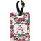 Sugar Skulls & Flowers Plastic Luggage Tag - Rectangular w/ Name and Initial