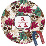 Sugar Skulls & Flowers Round Fridge Magnet (Personalized)