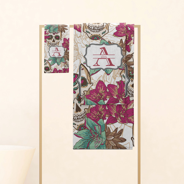 Sugar Skulls & Flowers Personalized Towel Set