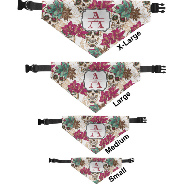Sugar Skulls & Flowers Pet Bandana Sizes