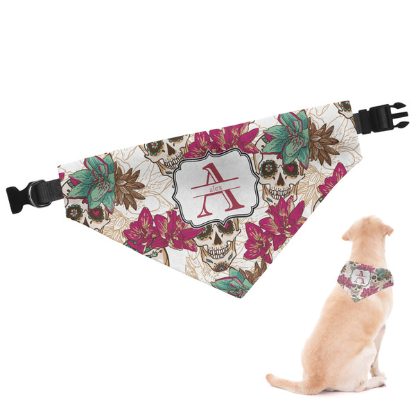 Custom Sugar Skulls & Flowers Dog Bandana - Large (Personalized)