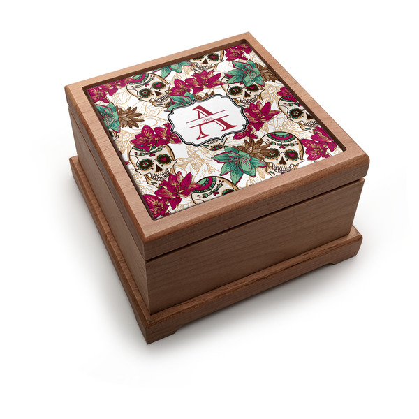 Custom Sugar Skulls & Flowers Pet Urn w/ Name and Initial