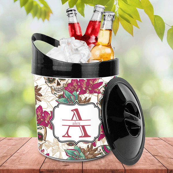 Sugar Skulls & Flowers Plastic Ice Bucket - LIFESTYLE