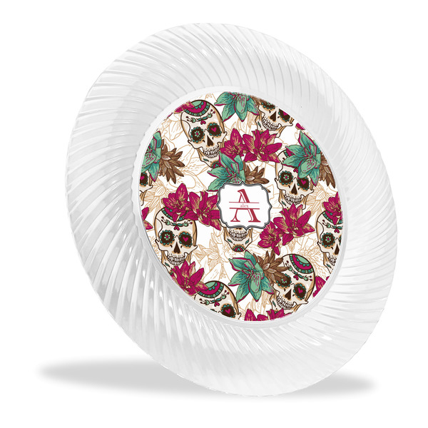 Custom Sugar Skulls & Flowers Plastic Party Dinner Plates - 10" (Personalized)