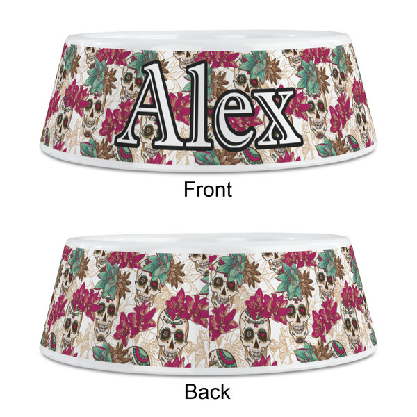 Sugar Skulls & Flowers Plastic Pet Bowls - Medium - APPROVAL