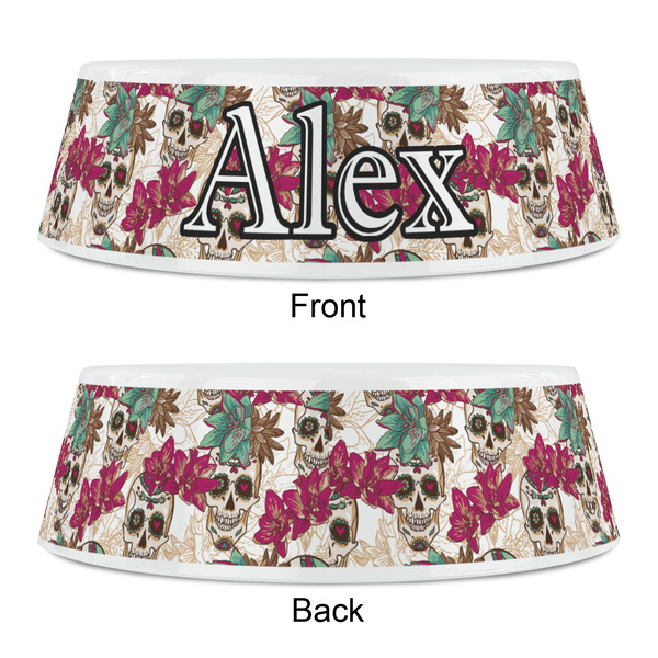 Sugar Skulls & Flowers Plastic Pet Bowls - Small - APPROVAL