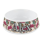 Sugar Skulls & Flowers Plastic Dog Bowl - Small (Personalized)