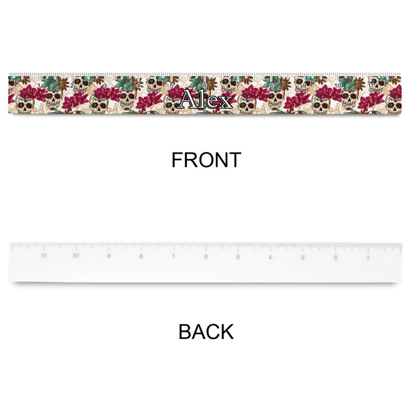 Sugar Skulls & Flowers Plastic Ruler - 12" - APPROVAL