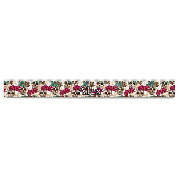 Sugar Skulls & Flowers Plastic Ruler - 12" - FRONT