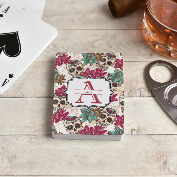Sugar Skulls & Flowers Playing Cards - In Context