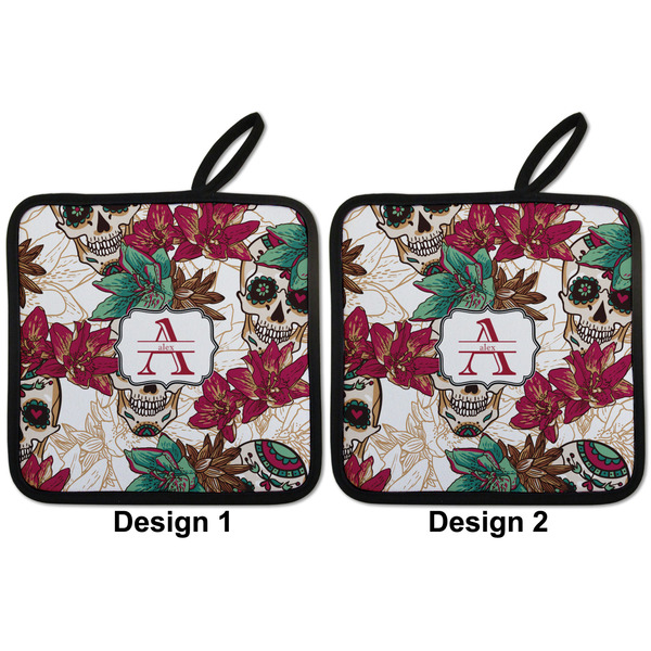 Sugar Skulls & Flowers Pot Holders - Set of 2 APPROVAL