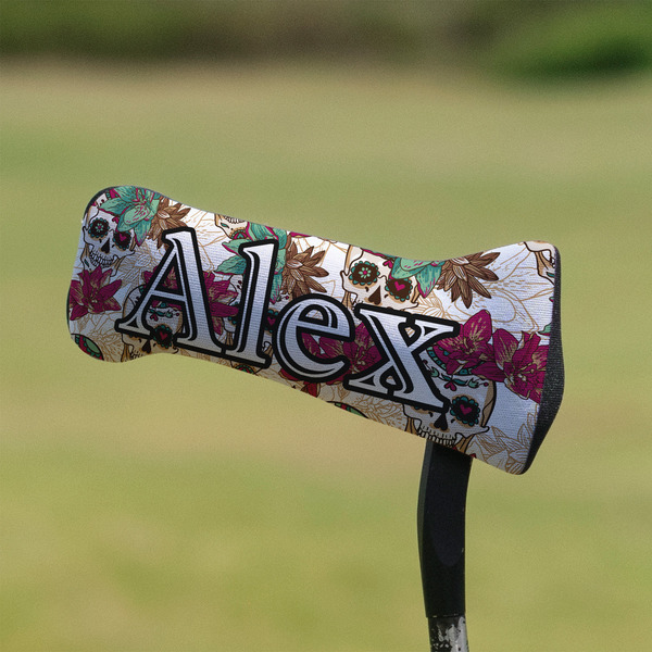Sugar Skulls & Flowers Putter Cover - On Putter