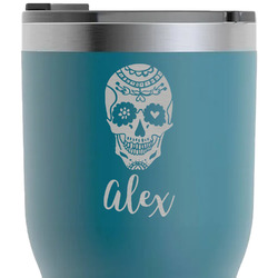 Sugar Skulls & Flowers RTIC Tumbler - Dark Teal - Laser Engraved - Double-Sided (Personalized)